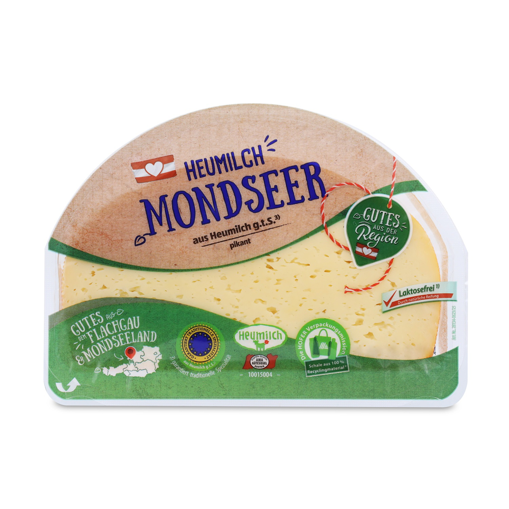 Austria product data sample: GUTES AUS DER REGION Heumilchkäse Mondseer 270g