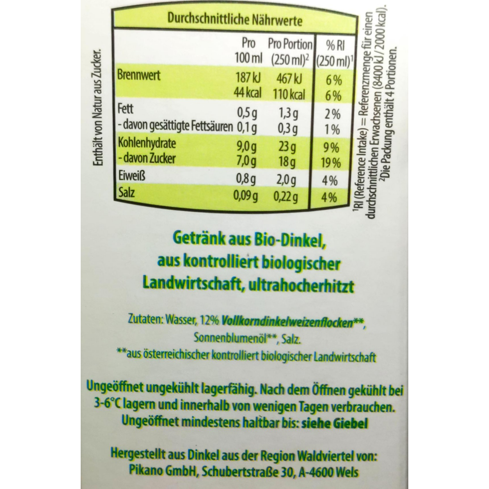 ROKSH Pflanzliche Produkte ZURÜCK ZUM URSPRUNG Dinkel-Drink Natur Ohne