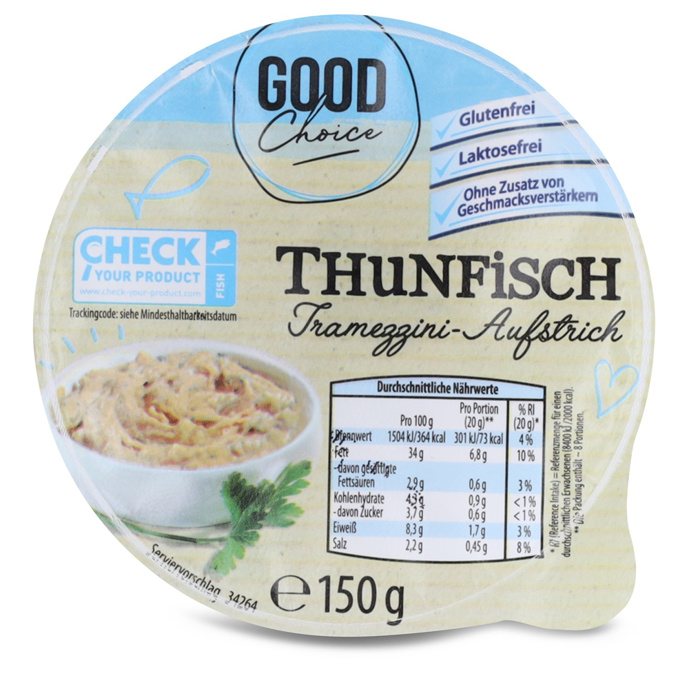 Austria product data sample: GOOD CHOICE Thunfisch Tramezzini-Aufstrich 150g