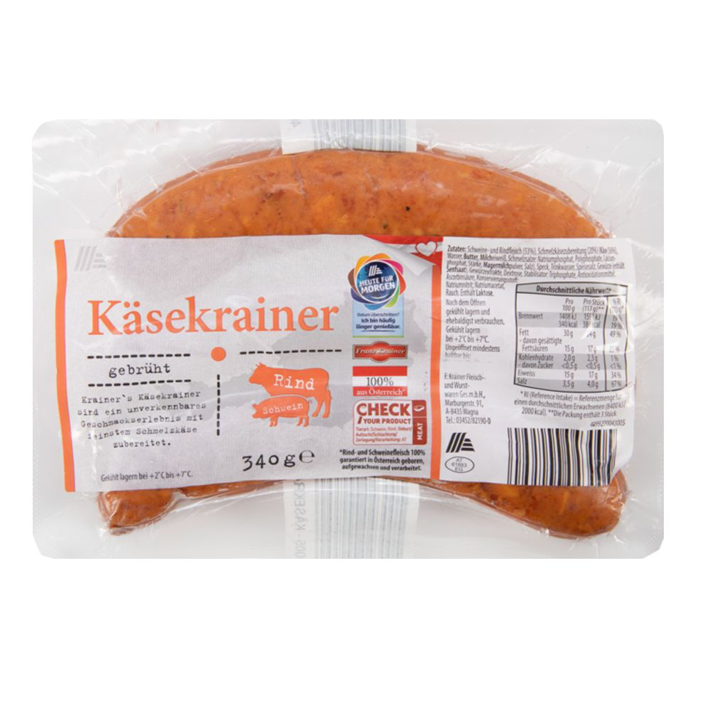 ROKSH Würstel KRAINER Käsekrainer Geräuchert 340g