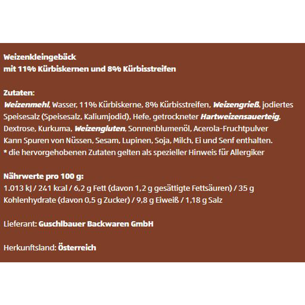 ROKSH BACKBOX BACKBOX Mini-Kürbisbaguette 120 g