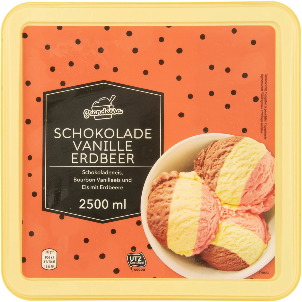 ROKSH Desserts, Backwaren &amp; Eis GRANDESSA Sckokolade-Vanille-Erdbeer