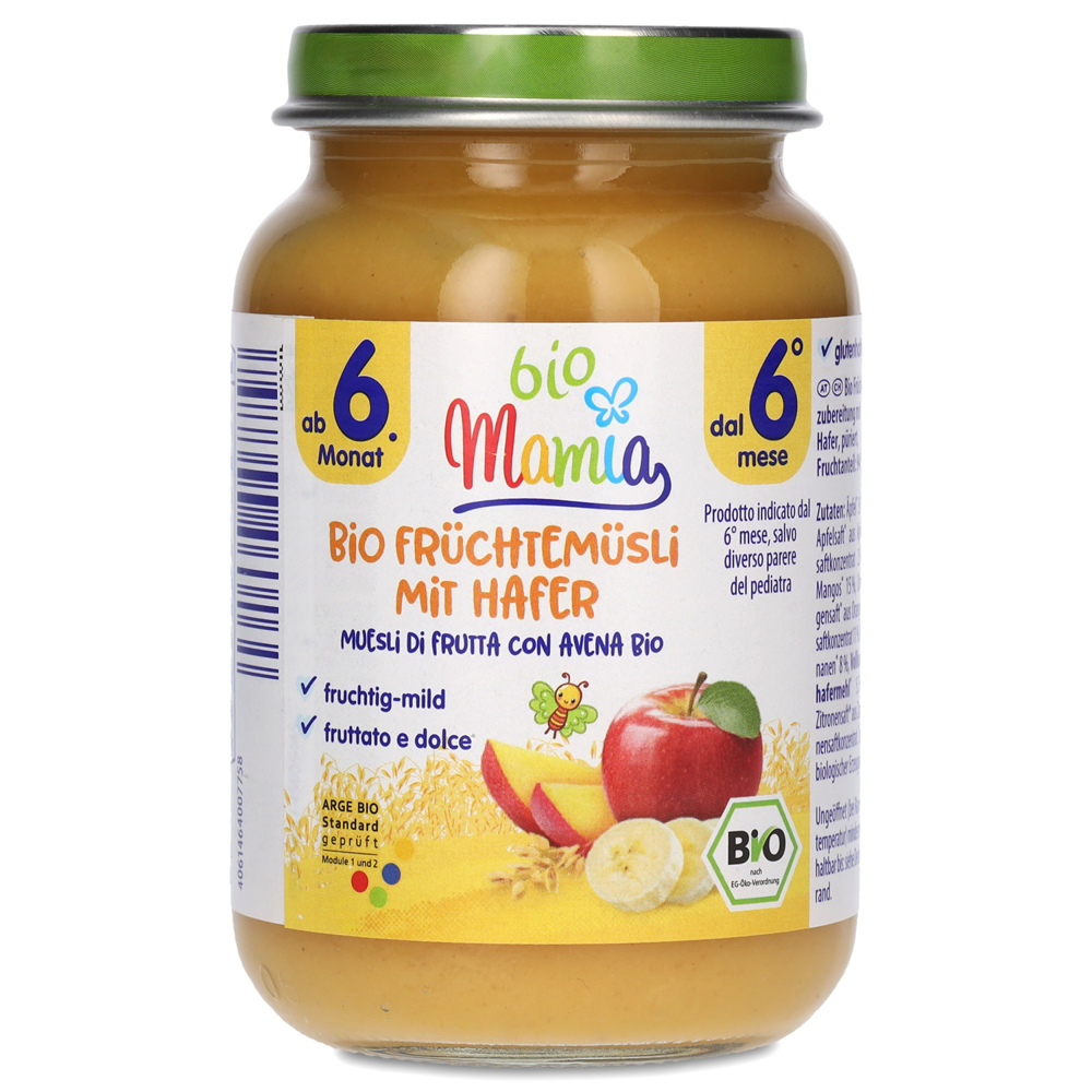 Austria product data sample: MAMIA BIO Früchtemüsli mit Hafer 190g