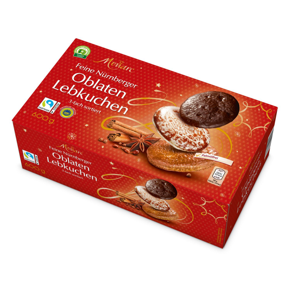 ROKSH Weihnachten MONARC Oblaten Lebkuchen 3fach sortiert 600g