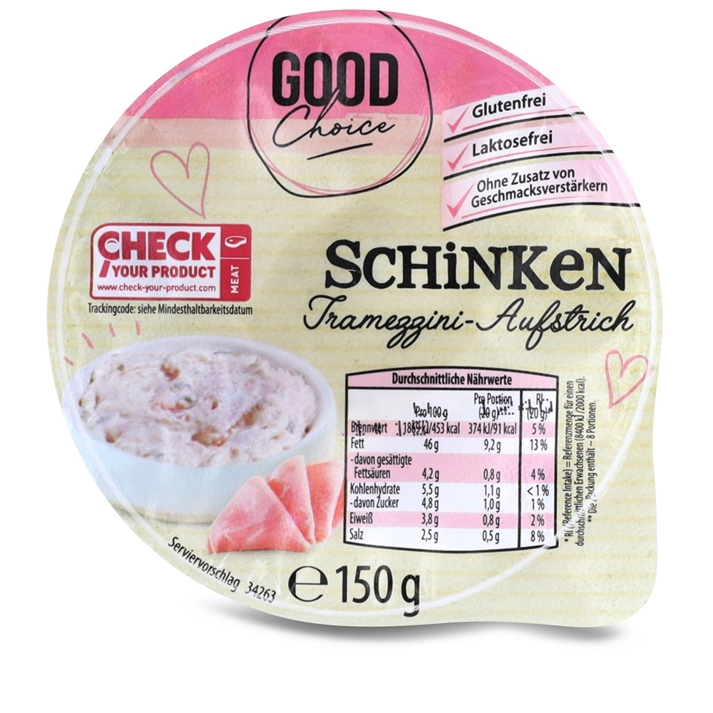 Austria product data sample: GOOD CHOICE Schinken Tramezzini-Aufstrich 150g