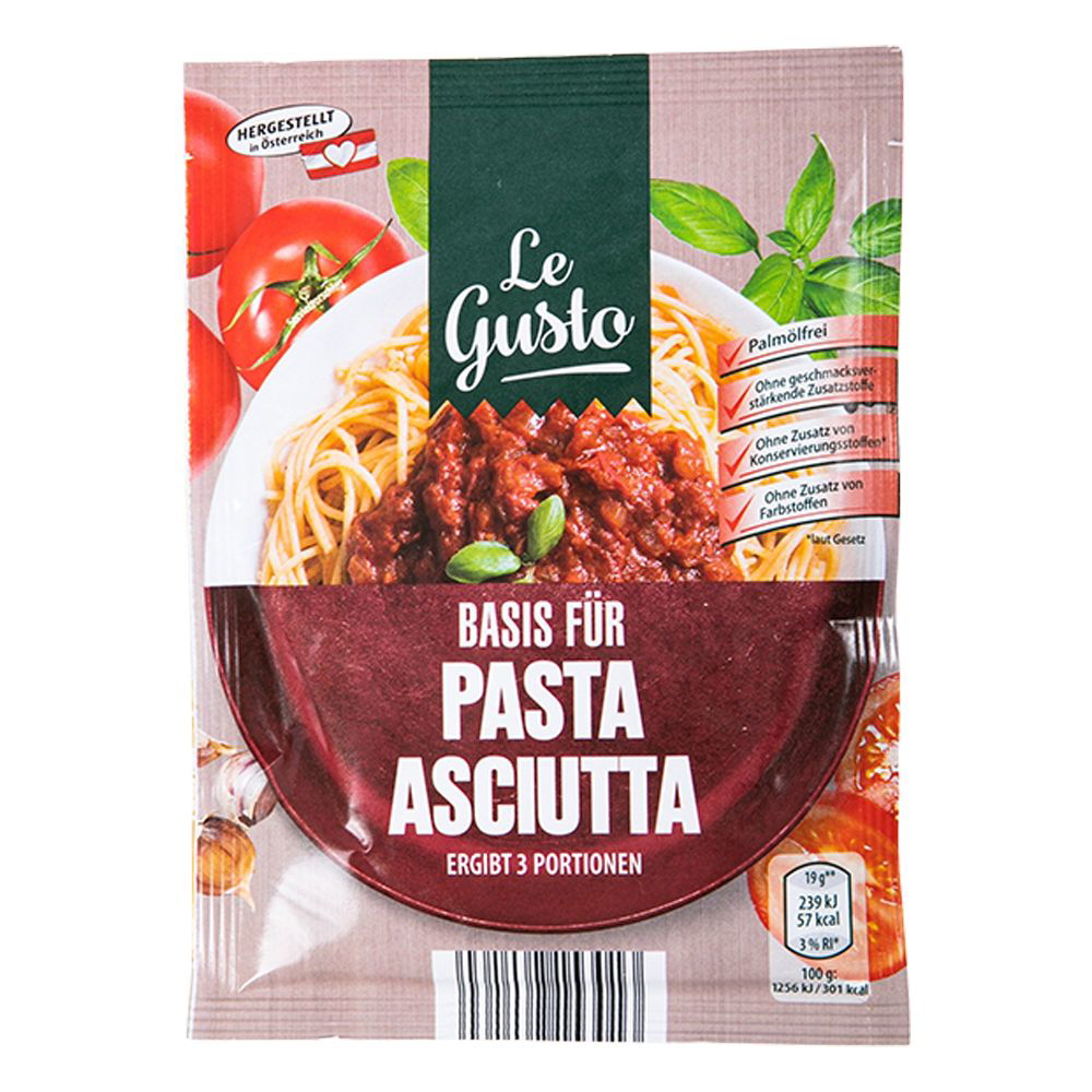 ROKSH Fertiggerichte &amp; Suppen LE GUSTO Basis für Pasta Asciutta 57g