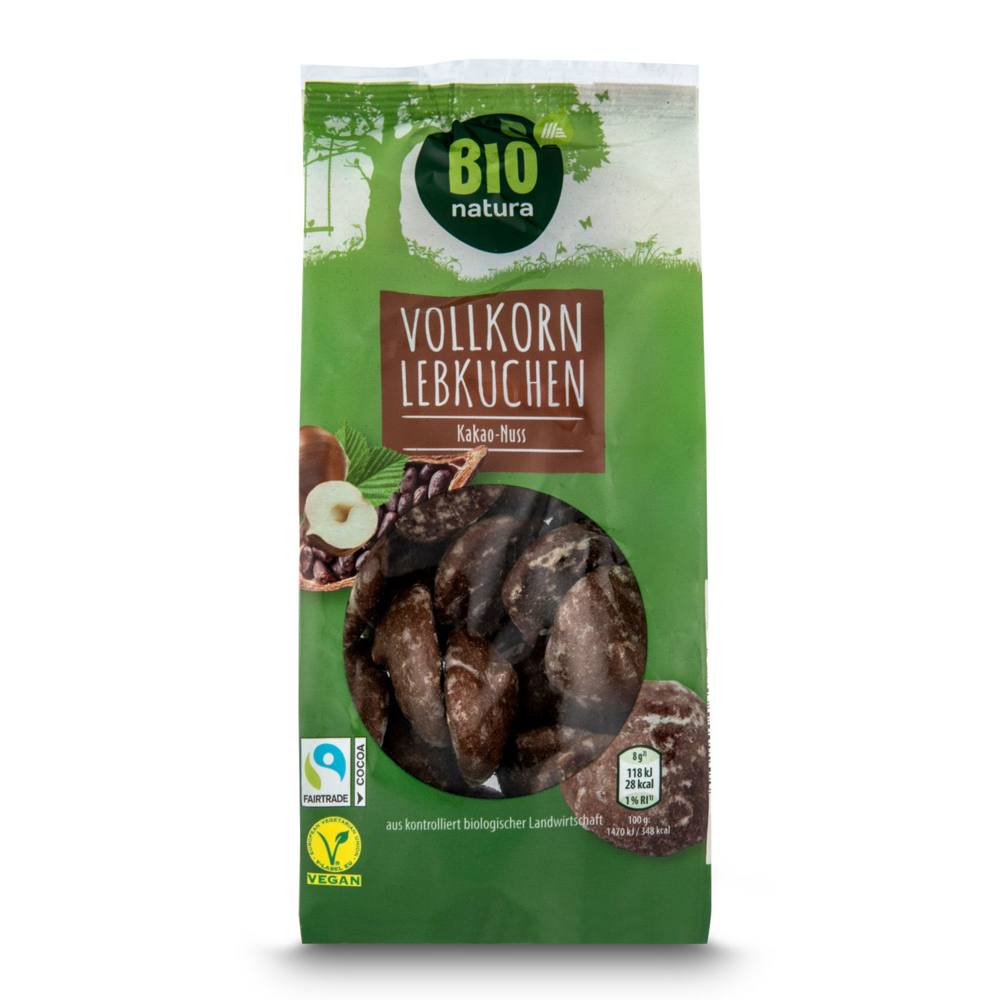 ROKSH Weihnachten NATUR AKTIV Bio Vollkorn Lebkuchen mit Kakao-Nuss