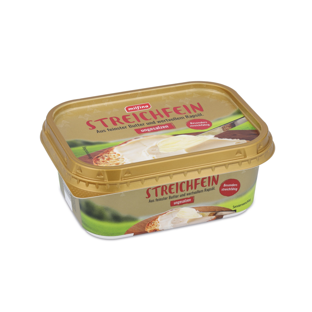 Austria product data sample: MILFINA Streichfein ungesalzen 250g