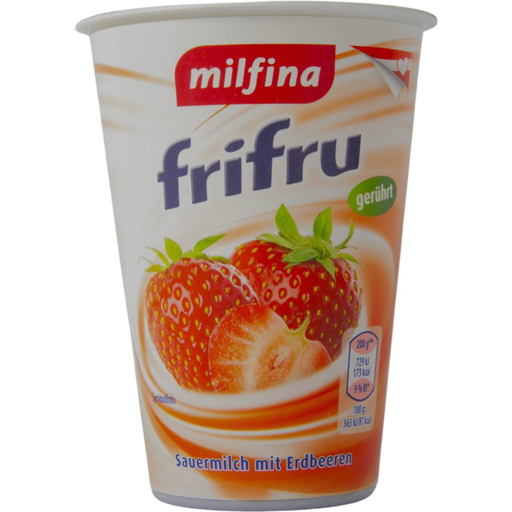 ROKSH Fruchtjoghurt MILFINA Frifru Sauermilch mit Erdbeeren 200g