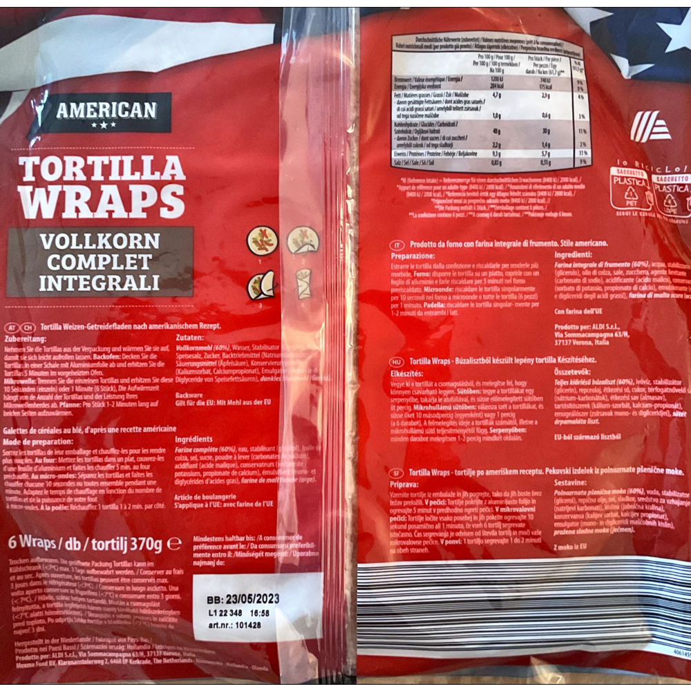 ROKSH Brot &amp; Gebäck AMERICAN Tortilla Wraps Vollkorn 370g HOFER