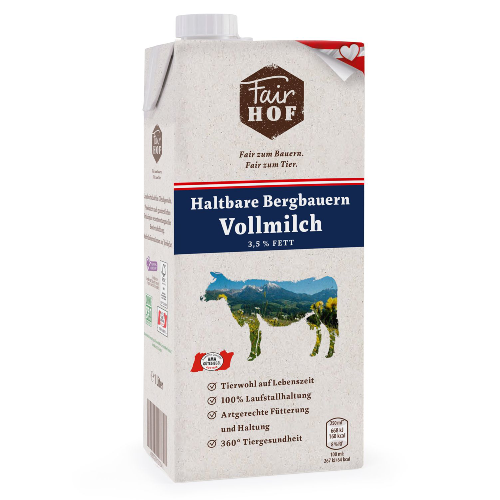 ROKSH Haltbare Milch, Sahne &amp; Co FAIR HOF Haltbare Vollmilch 1l