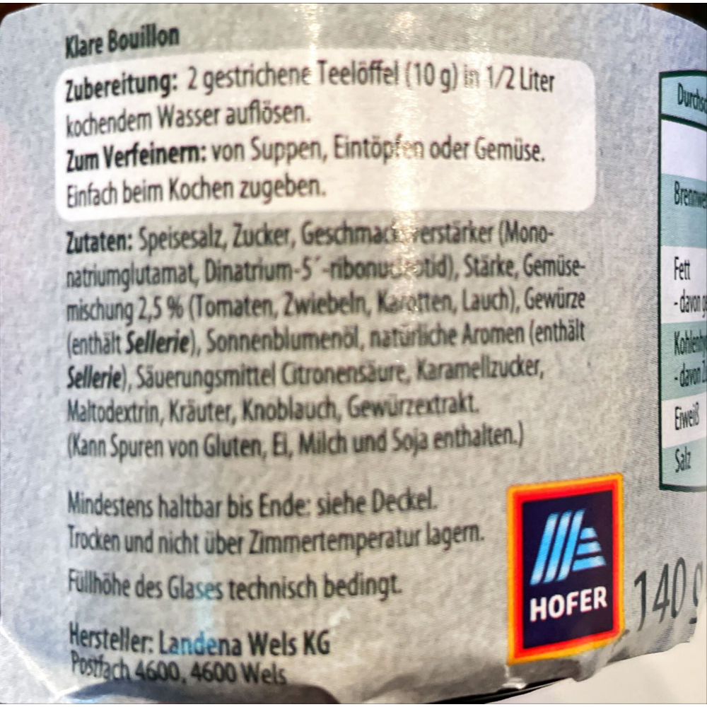 ROKSH Fertiggerichte & Suppen LE GUSTO Klare Bouillon 140g