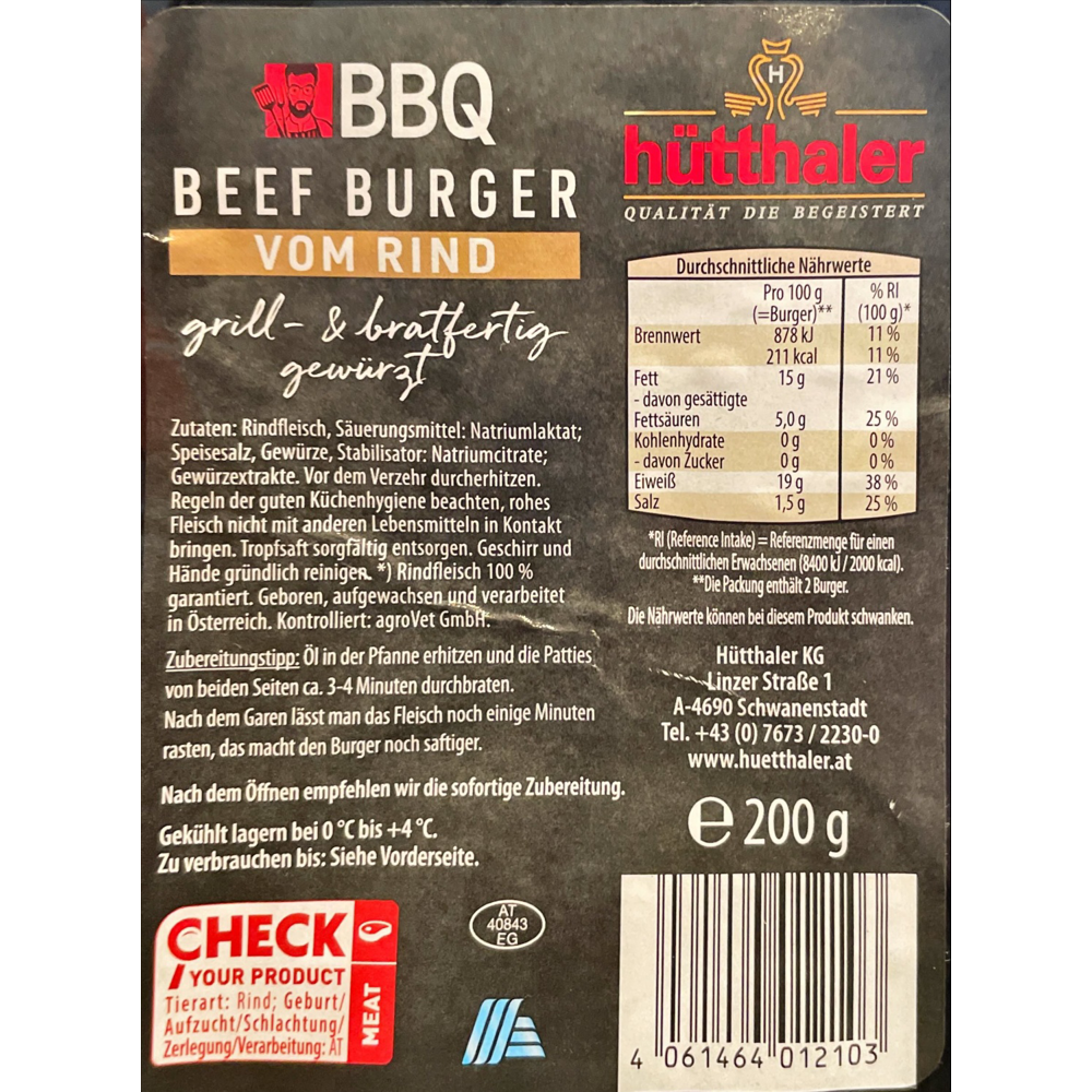 ROKSH Faschiertes BBQ Beef Burger vom Rind 200g HOFER