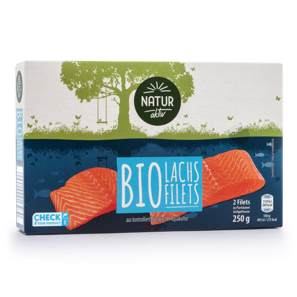 ROKSH Fisch &amp; Meeresfrüchte NATUR AKTIV Bio Lachsfilets 250g