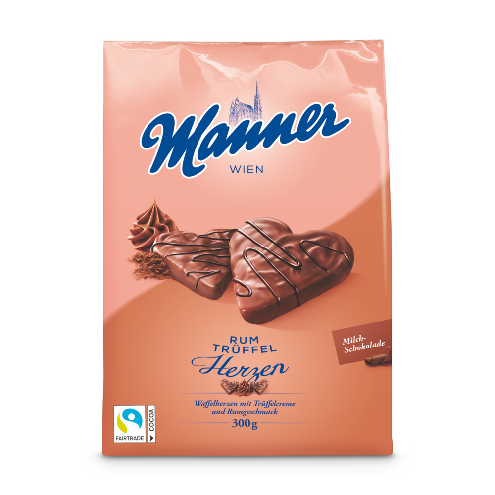 ROKSH Waffeln MANNER Rum Trüffel Herzen 300g