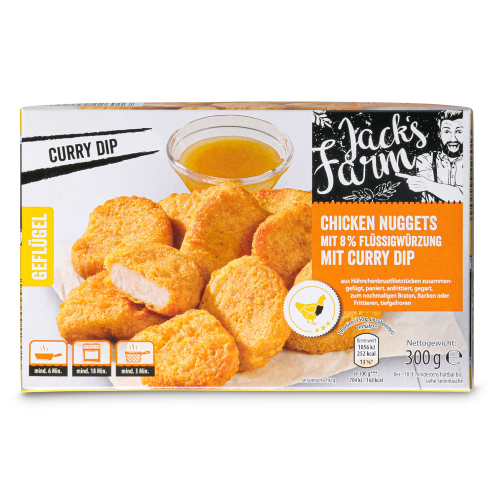 ROKSH Fleisch JACK´S FARM Chicken Nuggets mit Curry Dip 300g