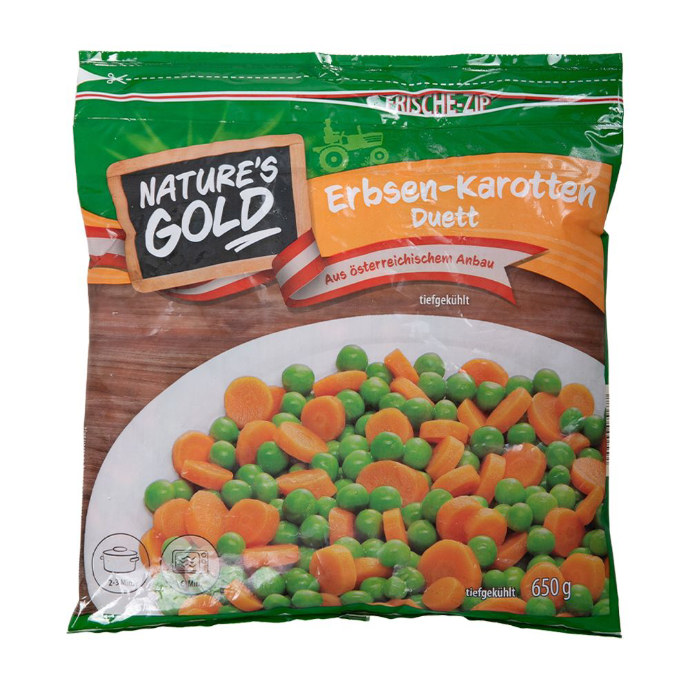 ROKSH Gemüse &amp; Obst NATURE&amp;#39;S GOLD Erbsen-Karotten Duett 650g