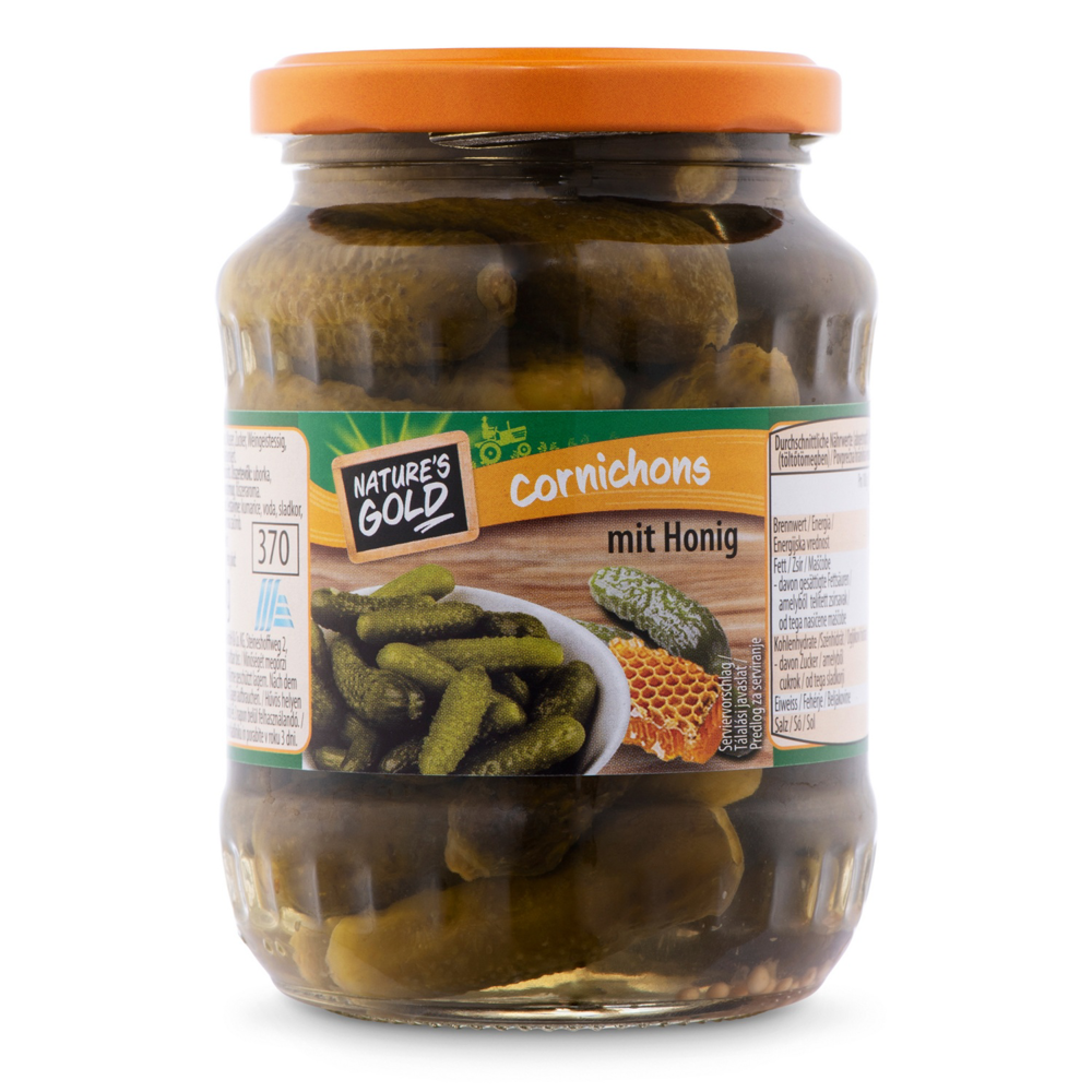 ROKSH Sauerkonserven NATURE'S GOLD Cornichons mit Honig 350g