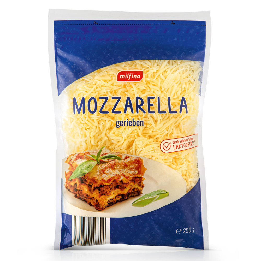 ROKSH Käse geschnitten & gerieben MILFINA Mozzarella gerieben 250g