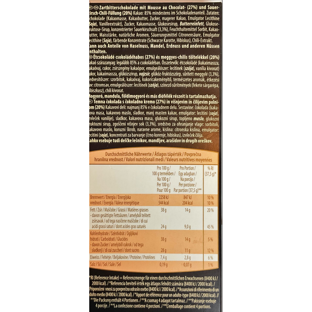 ROKSH Tafelschokolade MOSER ROTH Mousse Schokolade Cherry-Chili 150g