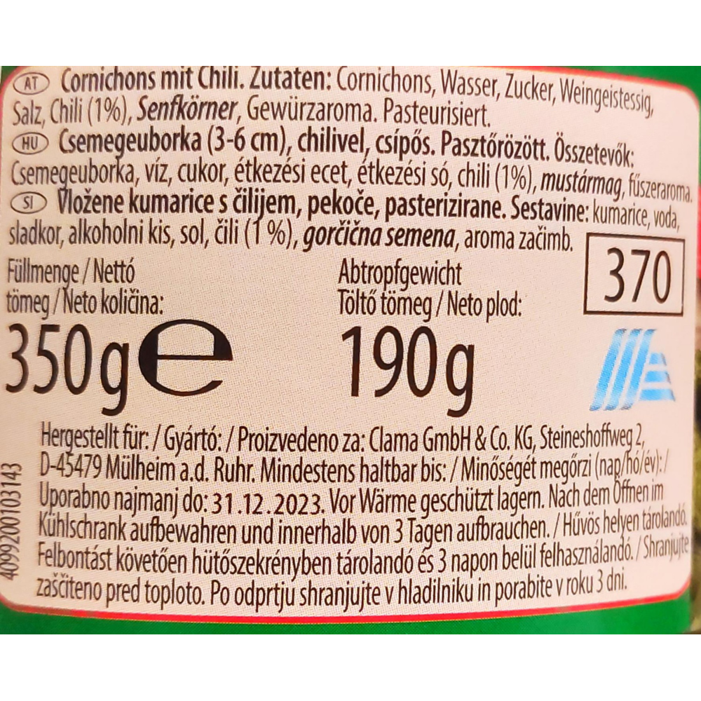 ROKSH Sauerkonserven NATURE'S GOLD Cornichons mit Chili 350g