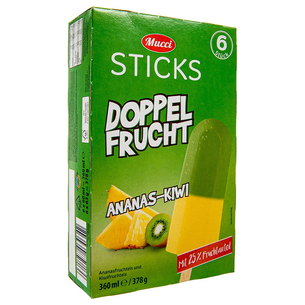 ROKSH Desserts, Backwaren &amp; Eis MUCCI Doppelfrucht, Ananas-Kiwi 6x60ml
