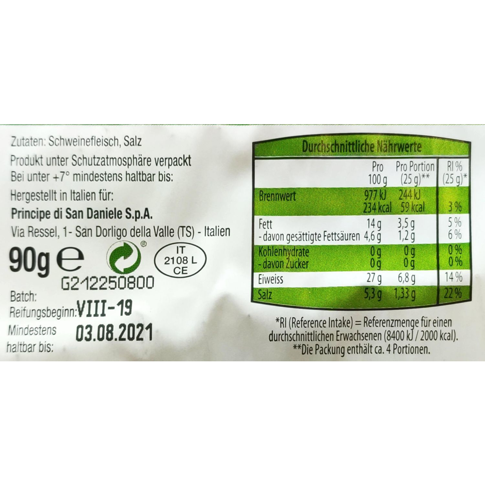 ROKSH Speck & Rohschinken PRINCIPE Prosciutto di Parma 90g HOFER