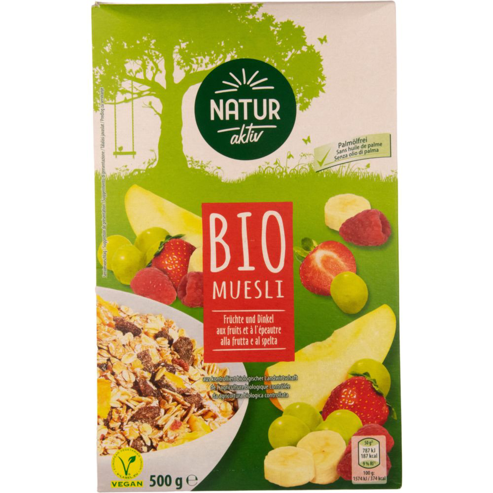 ROKSH Müsli &amp; Cerealien NATUR AKTIV Bio Müsli Früchte und Dinkel 500g HOFER