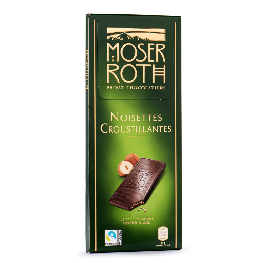 ROKSH Tafelschokolade MOSER ROTH Noisettes Croustillantes 125g HOFER