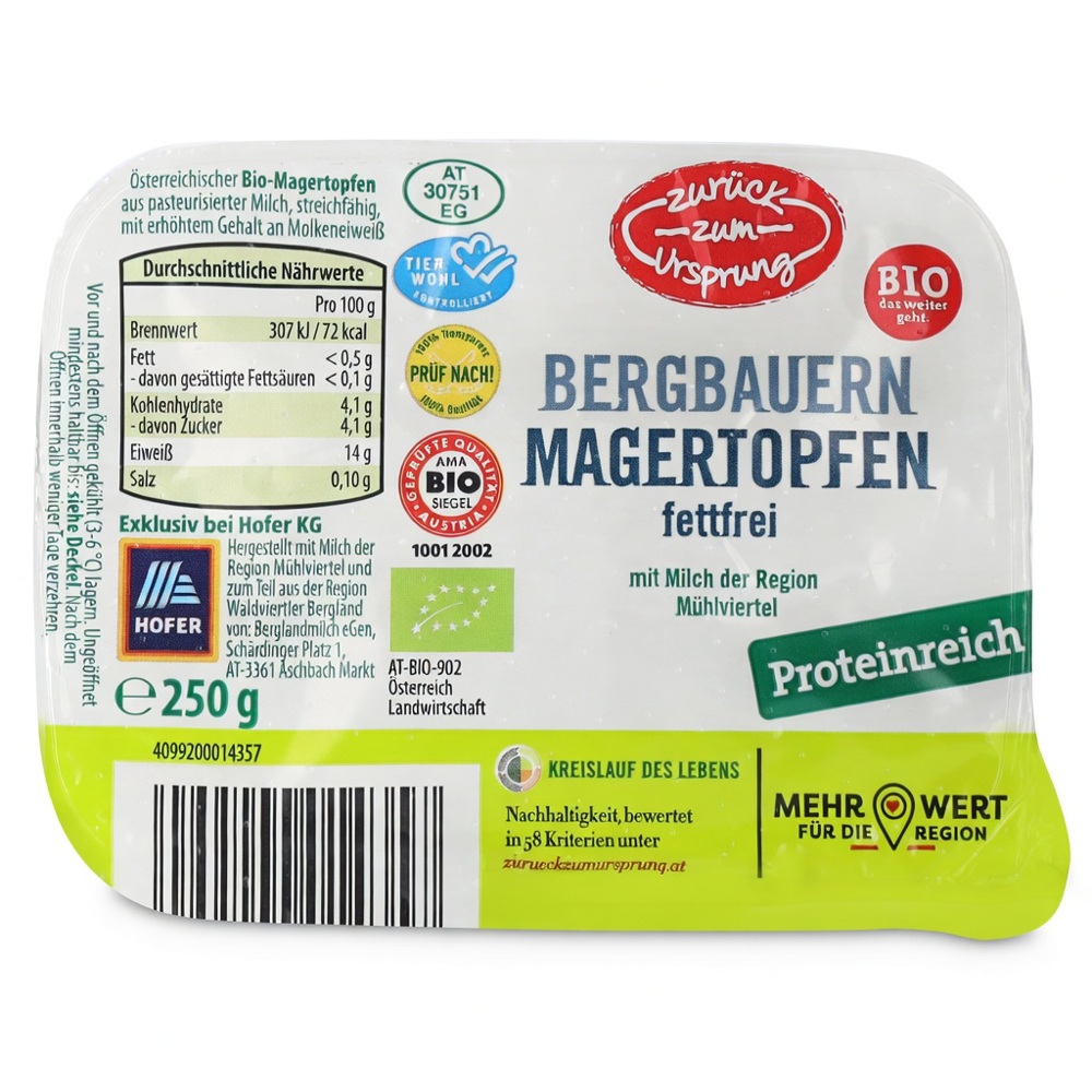 ZURÜCK ZUM URSPRUNG Topfen Mager Bio