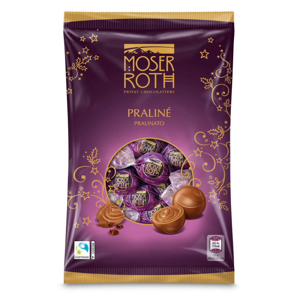 ROKSH Weihnachten MOSER ROTH Premium Schokokugeln Nougat Croquant 150g