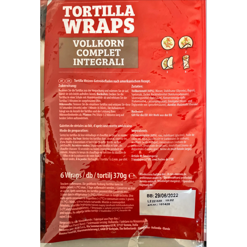 ROKSH Brot & Gebäck AMERICAN Tortilla Wraps Vollkorn 370g HOFER