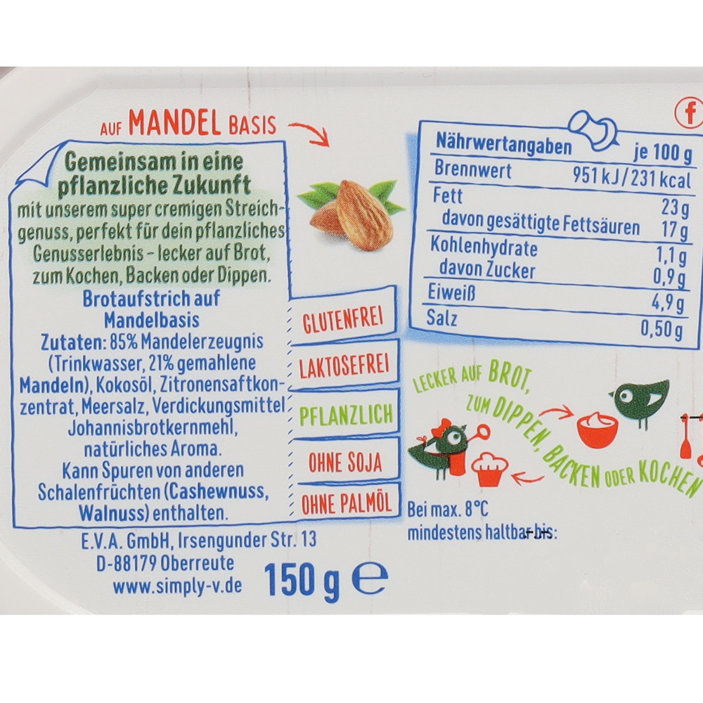 ROKSH Pflanzliche Produkte SIMPLY V Veganer Käse Mild 150g