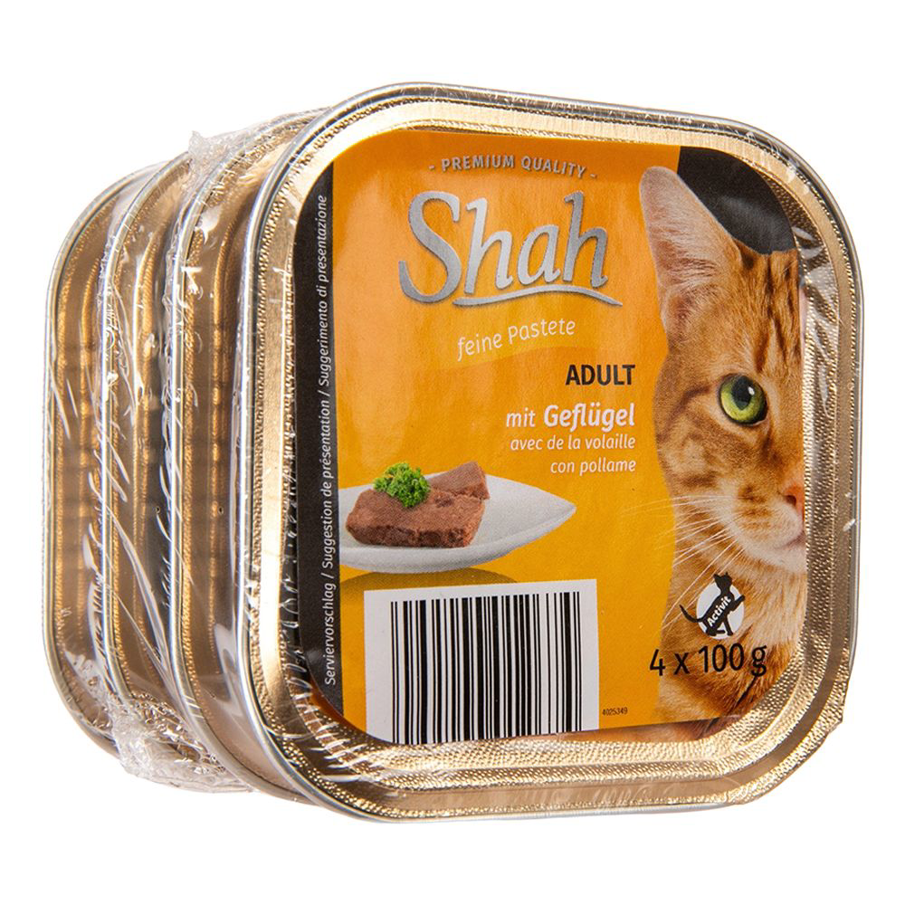 ROKSH Katzennahrung SHAH Katzenfutter Geflügel 4x100g